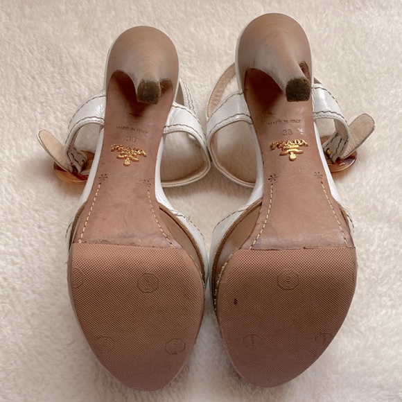 Authentic Prada White Ankle Strap Heels size 38 - Picture 6 of 16